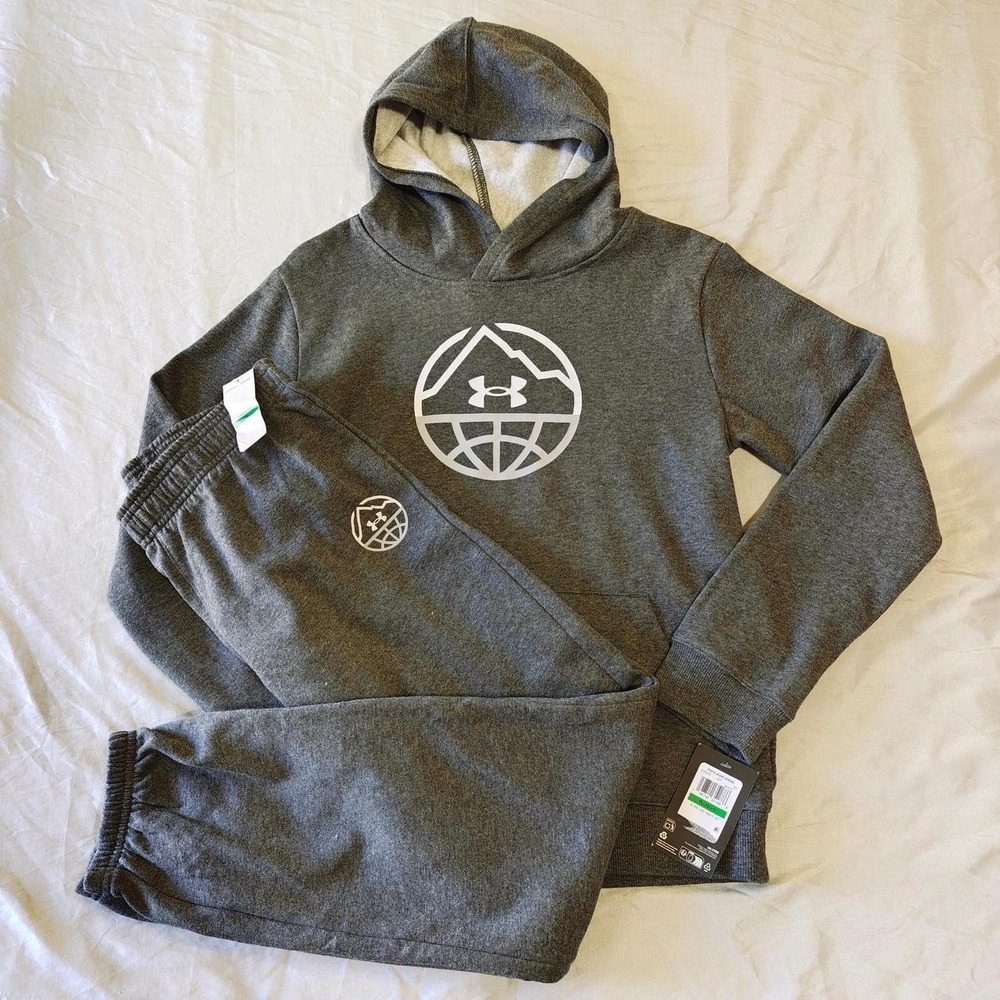 NWT Under Armour Youth Rival Fleece Hoodie & Joggers Tracksuit Set